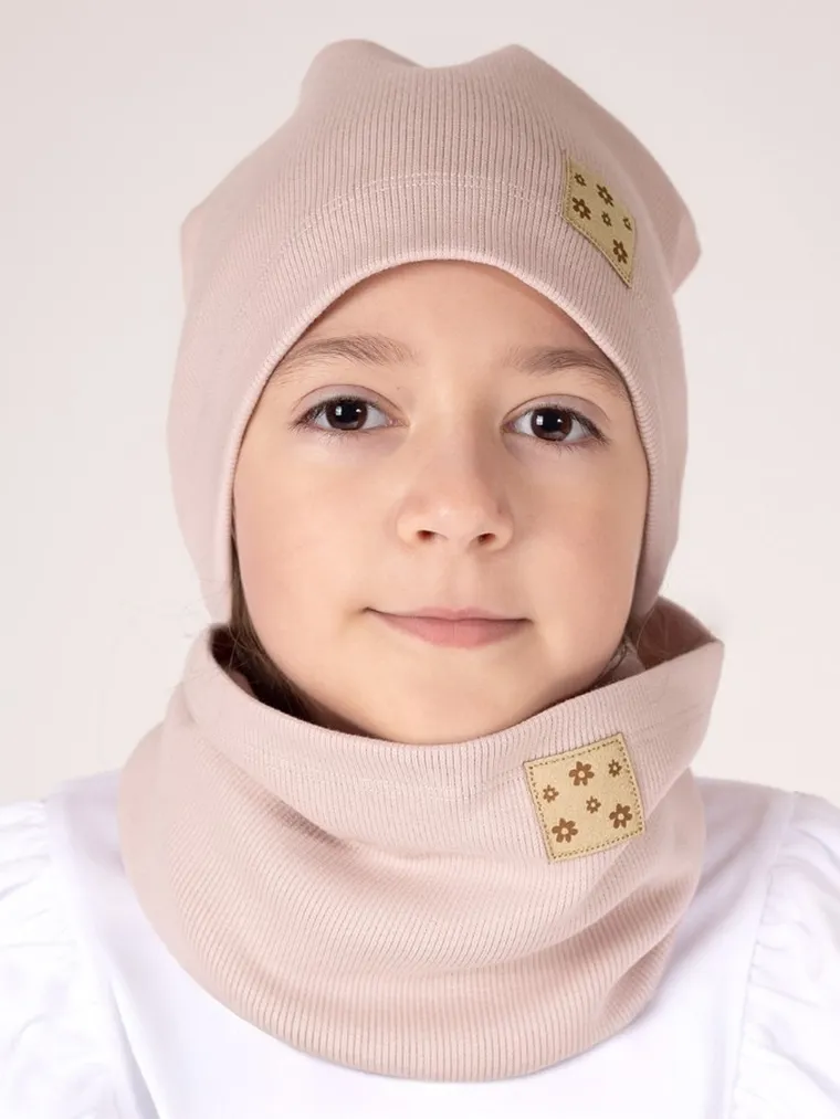 Komplet dziewczęcy, Czapka, Komin, różowy, Nicol