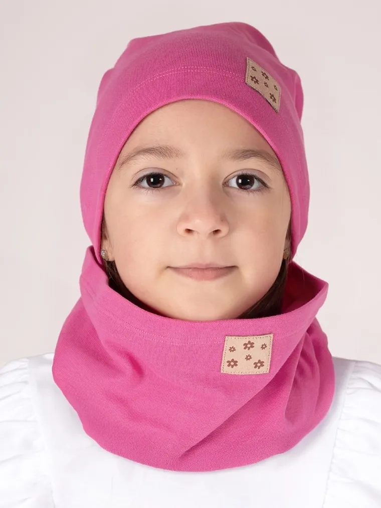Komplet dziewczęcy, Czapka, Komin, różowy, Nicol