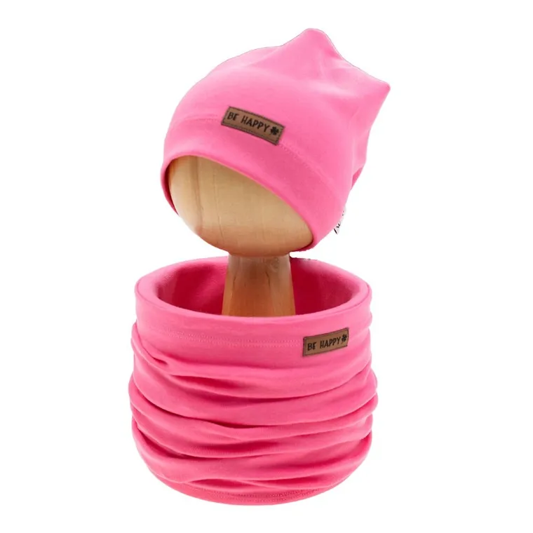 Komplet dziewczęcy, Czapka, Komin, różowy, Nicol