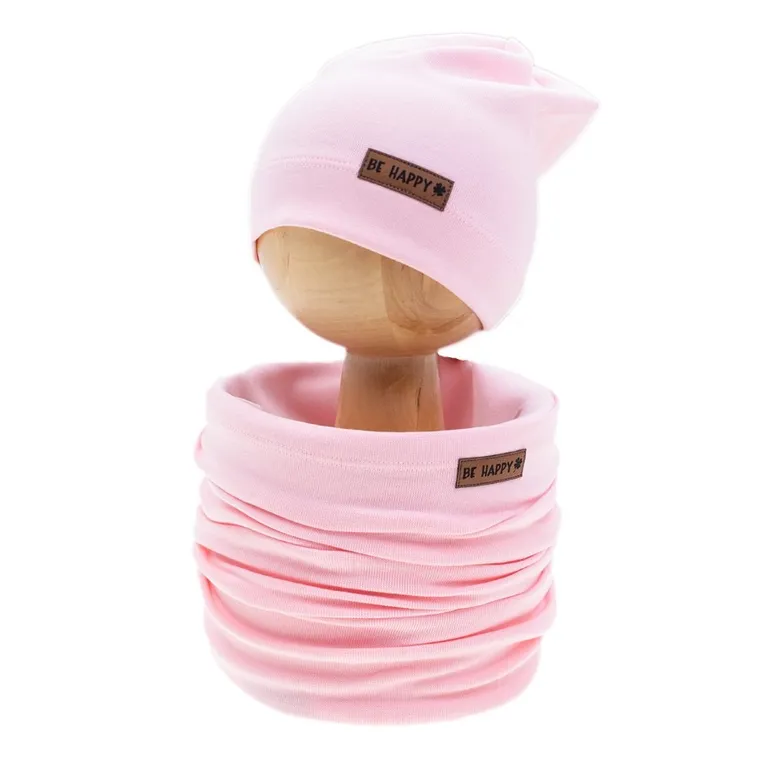 Komplet dziewczęcy, Czapka, Komin, różowy, Nicol