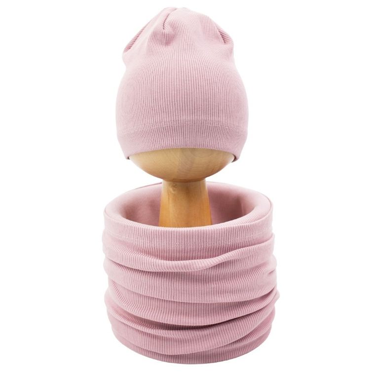 Komplet dziewczęcy, Czapka, Komin, różowy, Nicol