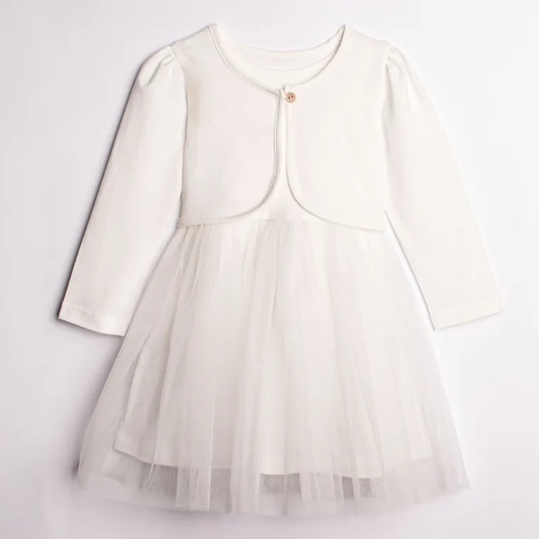 Komplet dziewczęcy, Sukienka, Bolerko, ecru, Nicol
