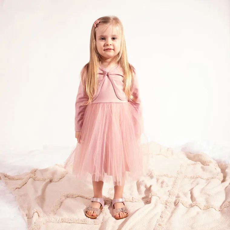 Komplet dziewczęcy, Sukienka, Bolerko, różowy, Nicol