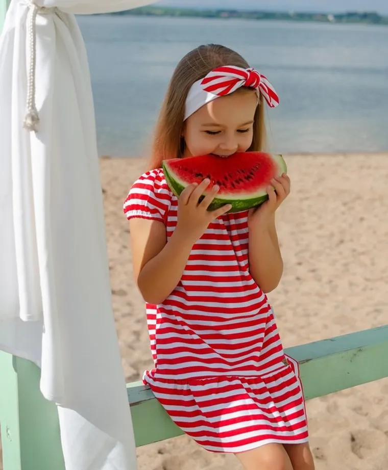 Komplet dziewczęcy, Sukienka, Opaska, czerwony, Nicol