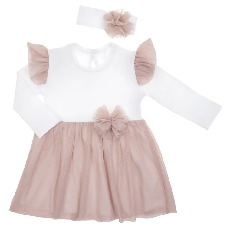 Komplet dziewczęcy, Sukienka z długim rękawem, Opaska, Nicol