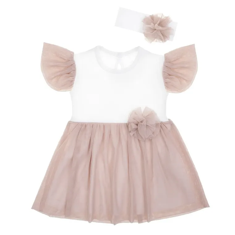 Komplet dziewczęcy, Sukienka z krótkim rękawem, Opaska, Nicol