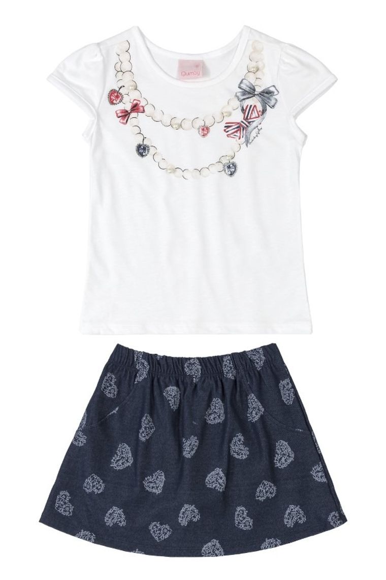 Komplet dziewczęcy, T-shirt, Spódnica, mix, Quimby
