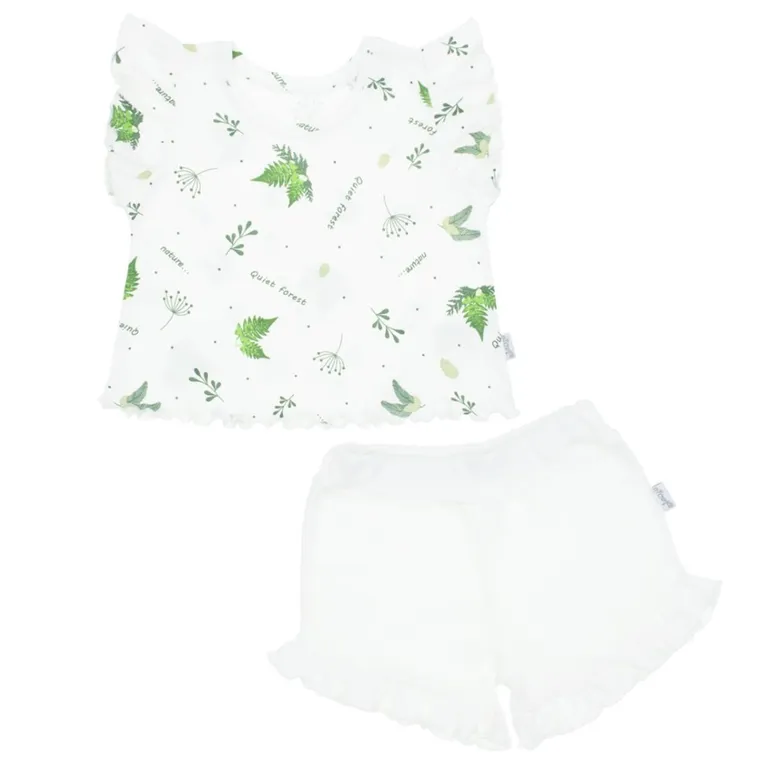 Komplet dziewczęcy, T-shirt, Szorty, biały, Nicol