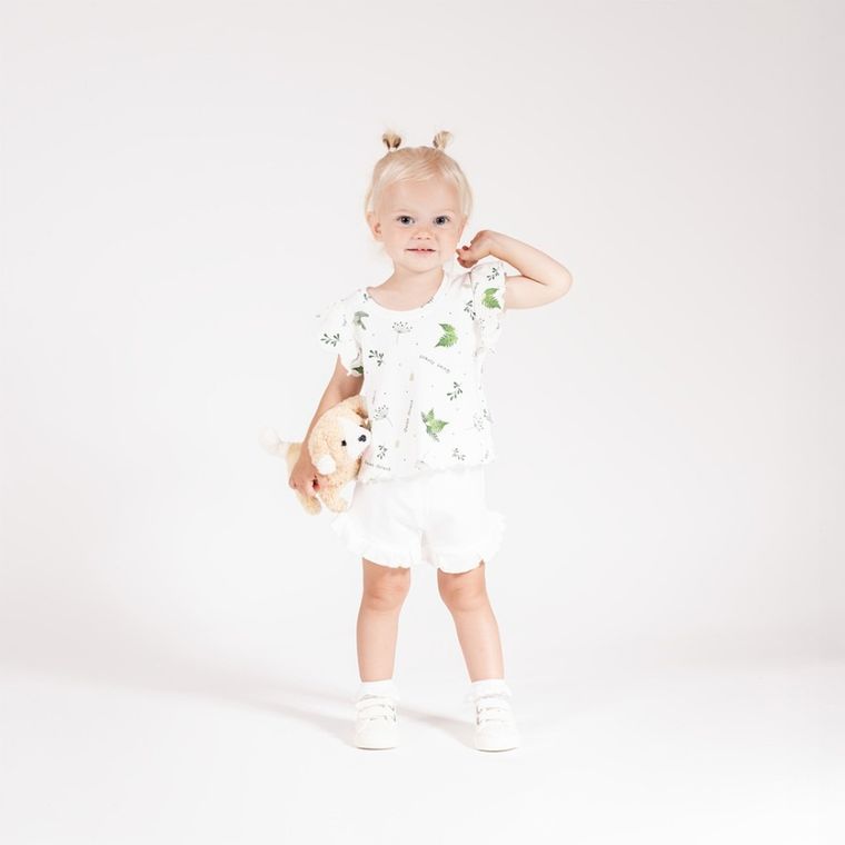 Komplet dziewczęcy, T-shirt, Szorty, biały, Nicol