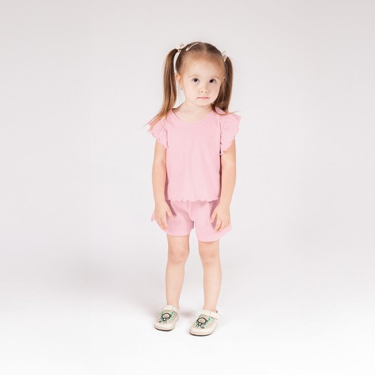 Komplet dziewczęcy, T-shirt, Szorty, różowy, Nicol