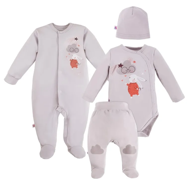 Komplet niemowlęcy 4-częściowy, szary, Eevi