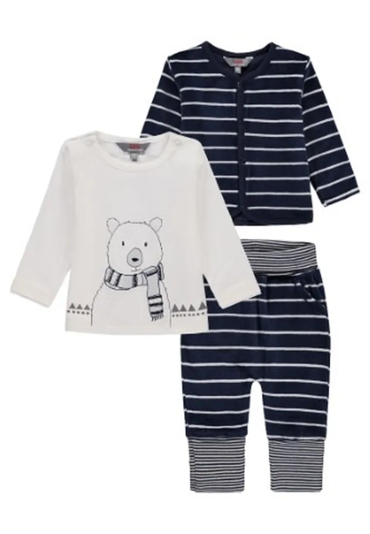 Komplet niemowlęcy, Bluzka z długim rękawem, Bluza, Spodnie dresowe, biało-granatowy, Kanz