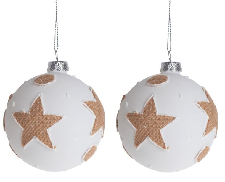 Komplet szklanych bombek z gwiazdką, 8 cm, 2 szt.
