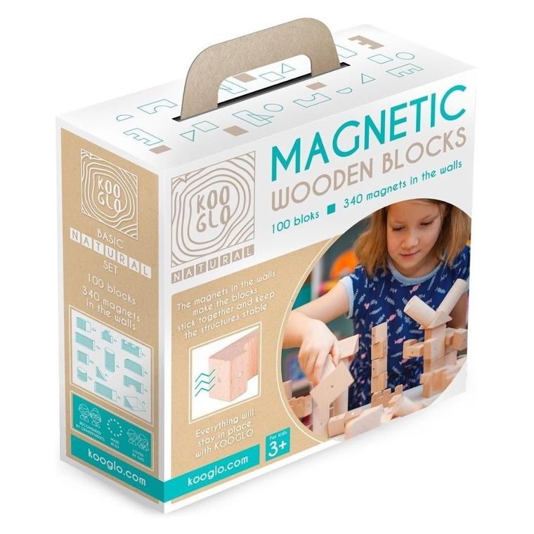 Kooglo, Mega, klocki drewniane, Natural, 100 elementów