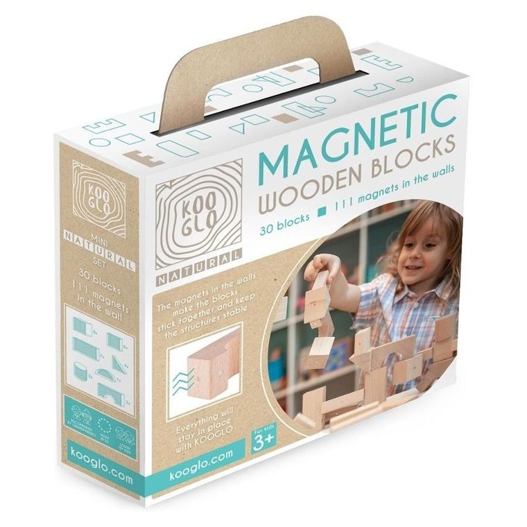 Kooglo, Mini, klocki drewniane, Natural, 30 elementów