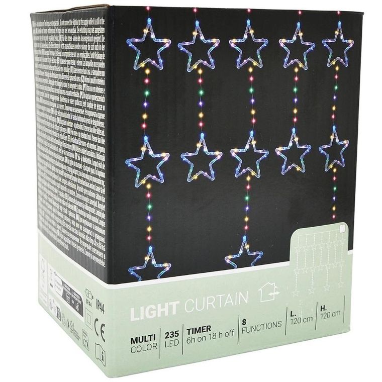 Koopman, lampki choinkowe, kurtyna świetlna, 235 LED, multikolor, 120-120 cm