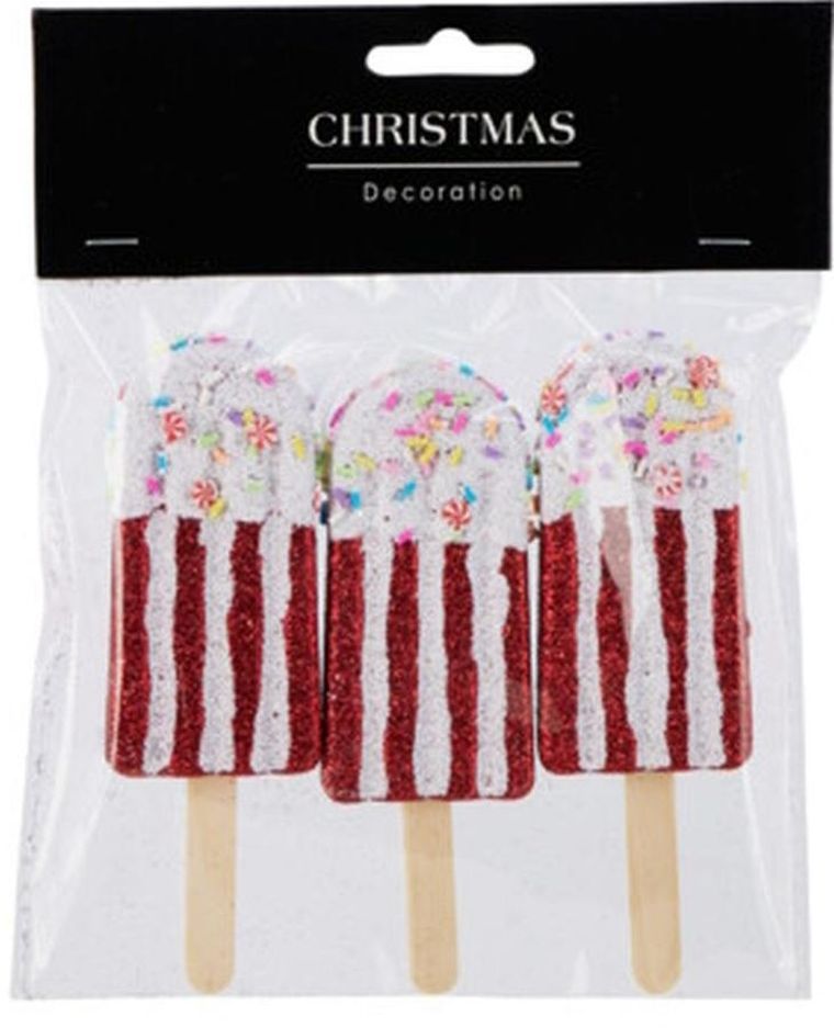 Koopman, lody, dekoracja wisząca bombka, czerwony, 3 szt.