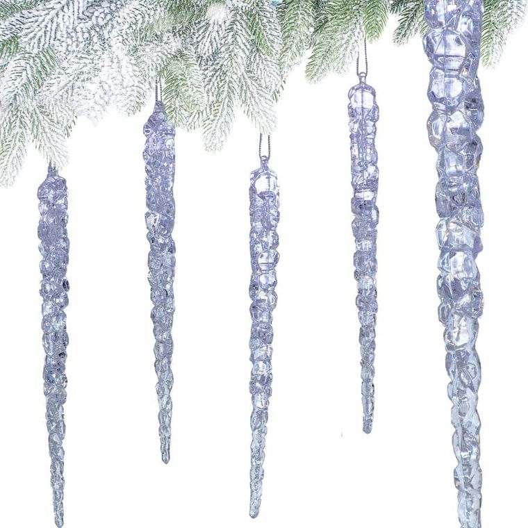 Koopman, sople lodu, opalizujące dekoracja, wisząca, 30 cm, 4 szt.