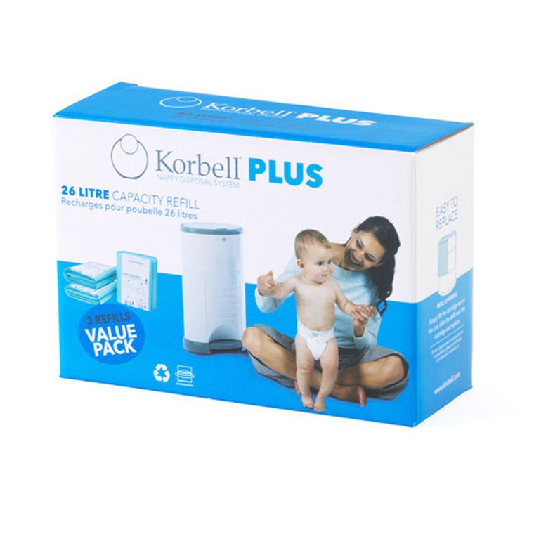 Korbell Plus, wkład do pojemnika na pieluszki, 3-pack, 26 l