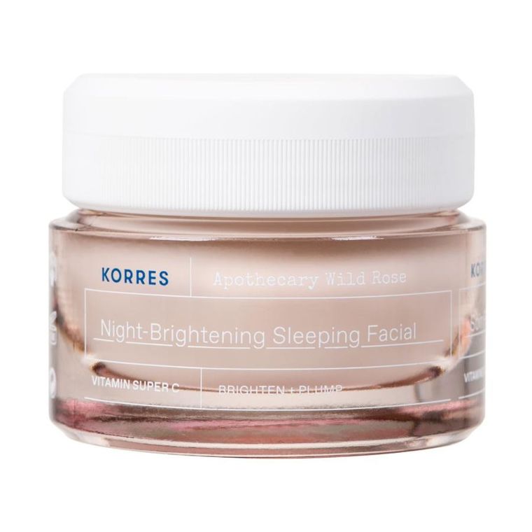 Korres, Apothecary Wild Rose Night-Brightening Sleeping Facial, rozświetlający krem do twarzy na noc, 40 ml