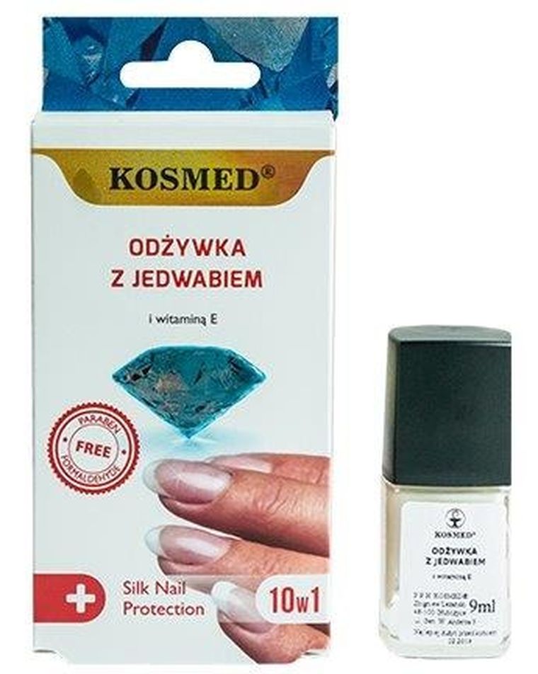 Kosmed, odżywka do paznokci z jedwabiem i witaminą E 10w1, 9 ml