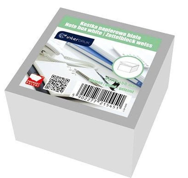 Kostka papierowa, biała 85-85-50 mm