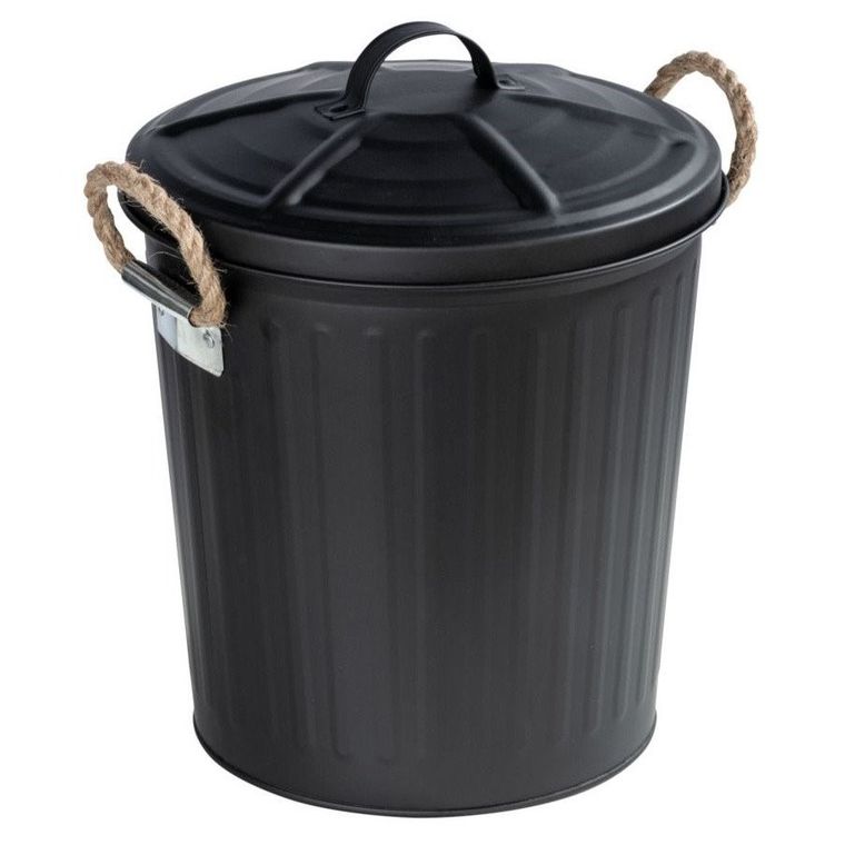 Kosz łazienkowy, z pokrywą, Gara, czarny, 6 l