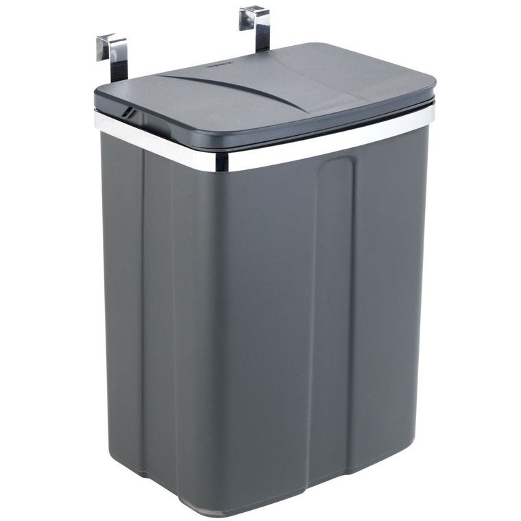 Kosz na śmieci, wiszący, szary, 12l