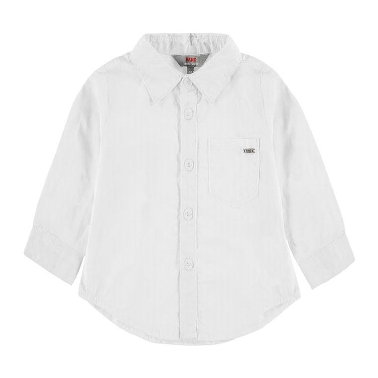 Koszula chłopięca z długim rękawem, biała, Kanz