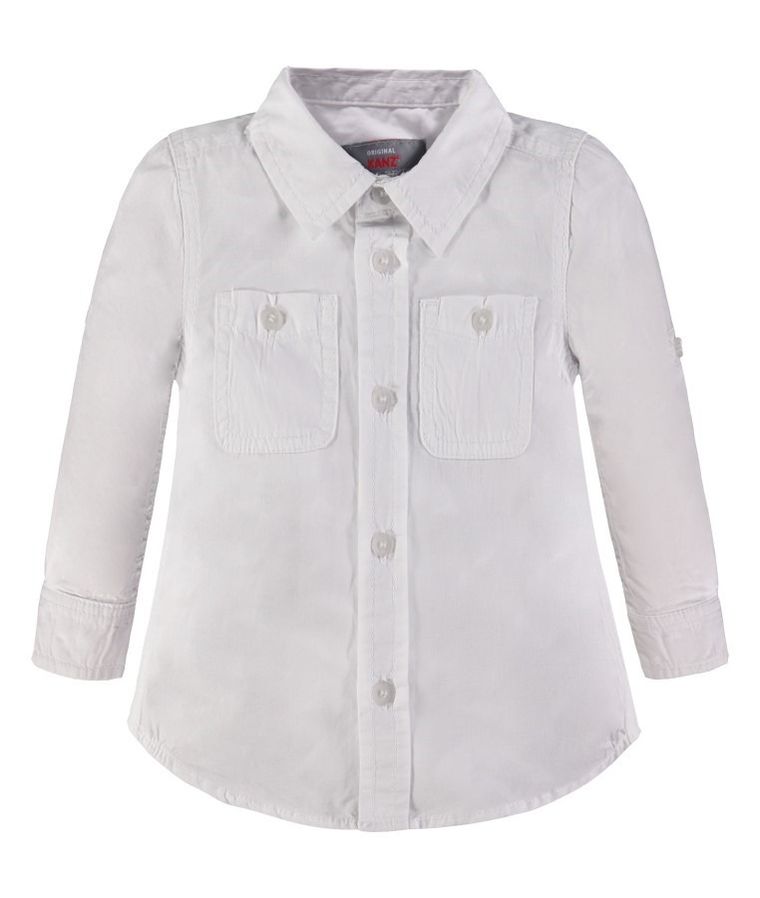 Koszula chłopięca z długim rękawem, biała, Kanz