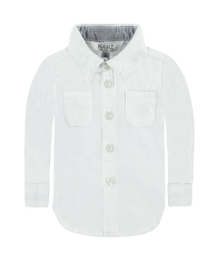 Koszula chłopięca z długim rękawem, biała, Kanz