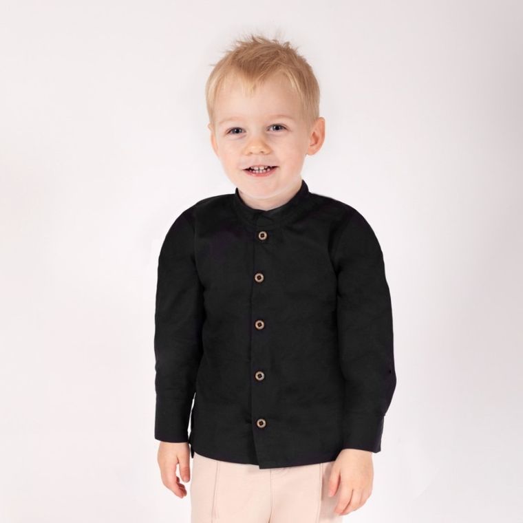 Koszula chłopięca z długim rękawem, czarna, Nicol
