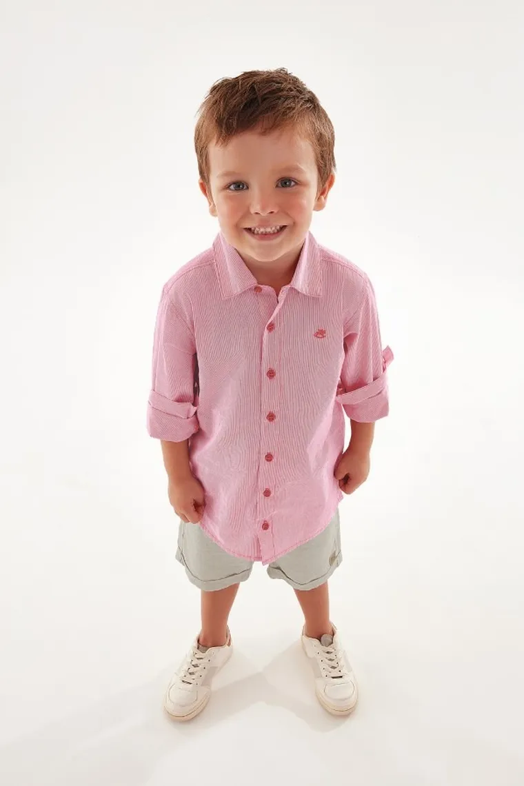 Koszula chłopięca z długim rękawem, czerwona, Up Baby