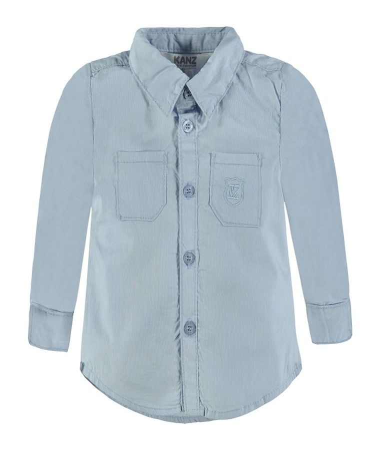 Koszula chłopięca z długim rękawem, jasnoniebieska, Kanz