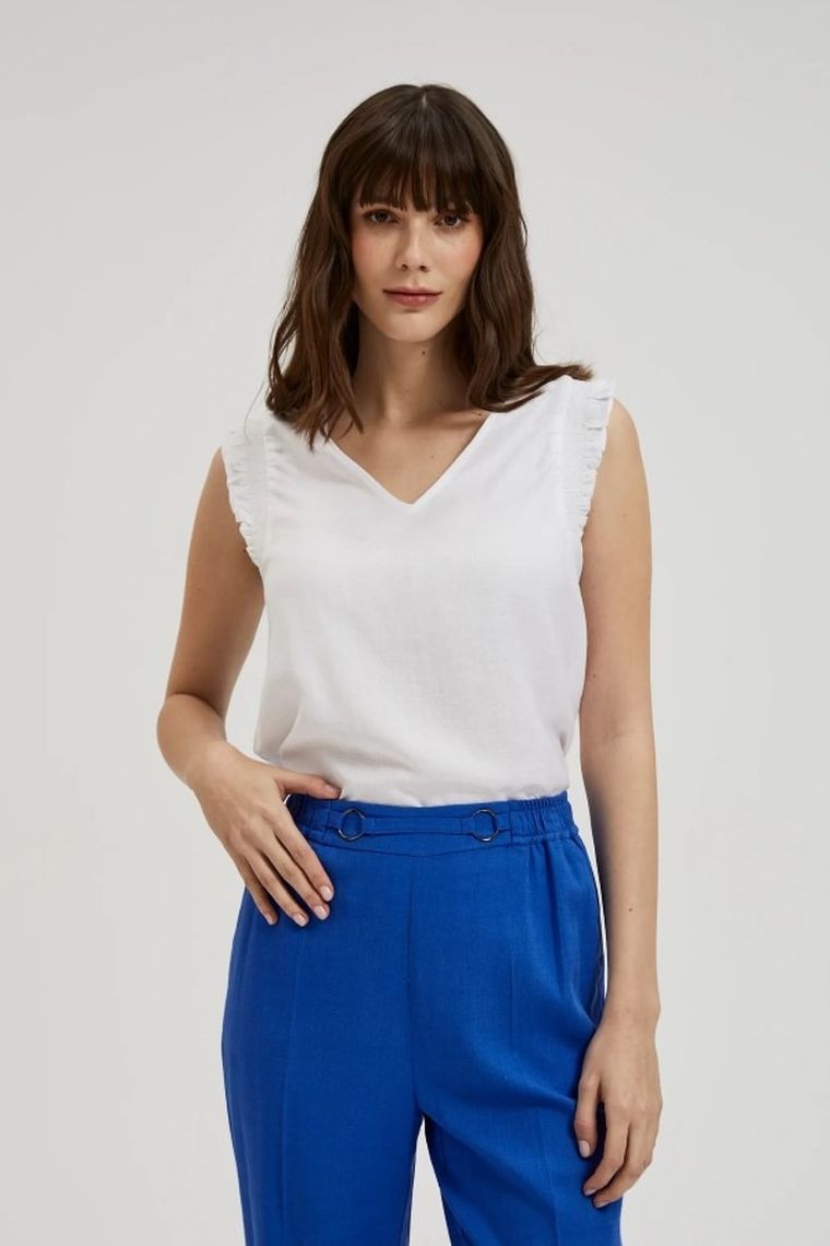 Koszula damska bez rękawów, biała, Moodo