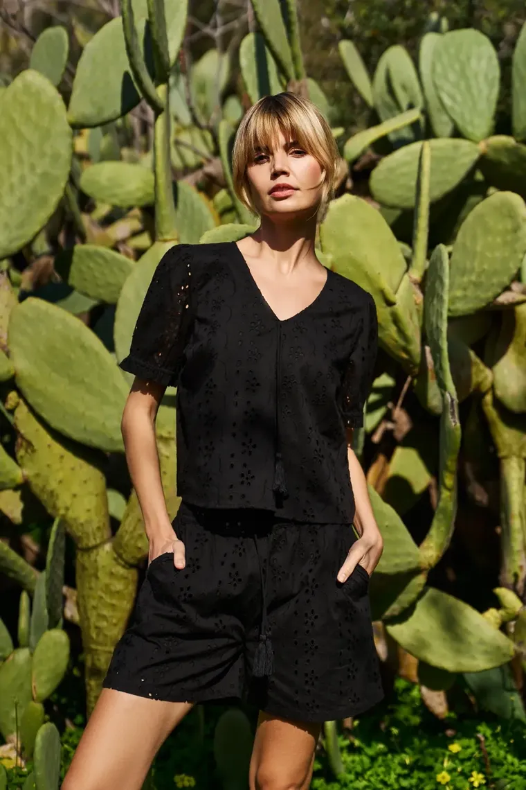 Koszula damska, czarna, Moodo