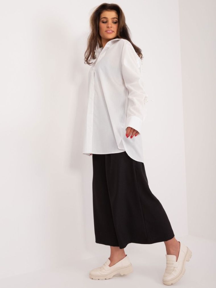 Koszula damska z długim rękawem, biała, Lakerta