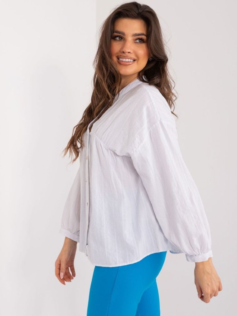 Koszula damska z długim rękawem, oversize, biała, By Pommes Life