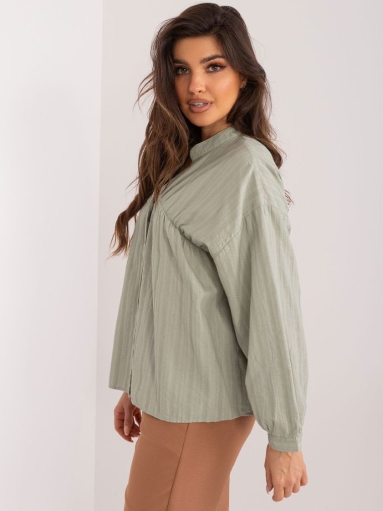Koszula damska z długim rękawem, oversize, khaki, By Pommes Life