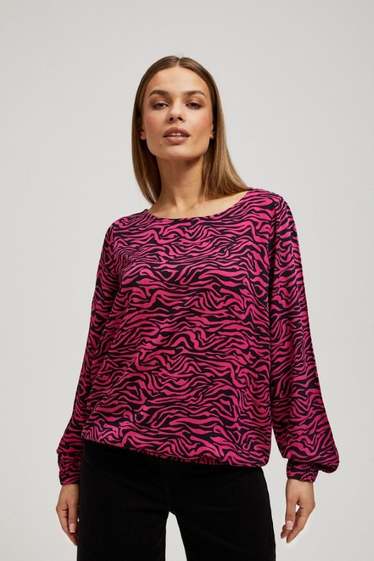 Koszula damska z długim rękawem, różowa, Moodo