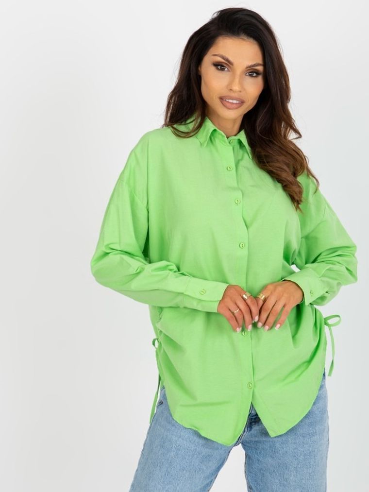 Koszula damska z długim rękawem, zielona, Factory Price