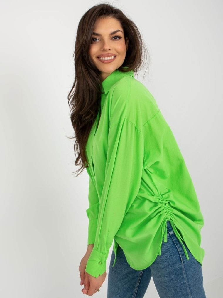 Koszula damska z długim rękawem, zielona, Factory Price