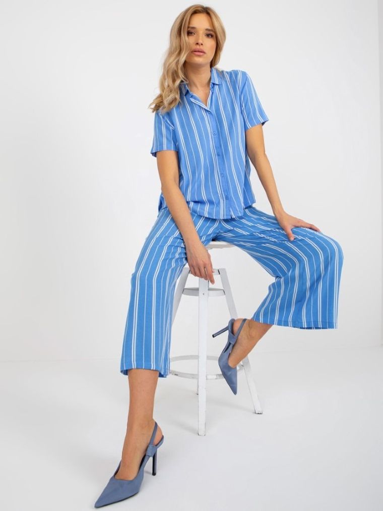 Koszula damska z krótkim rękawem, niebieska, Sublevel