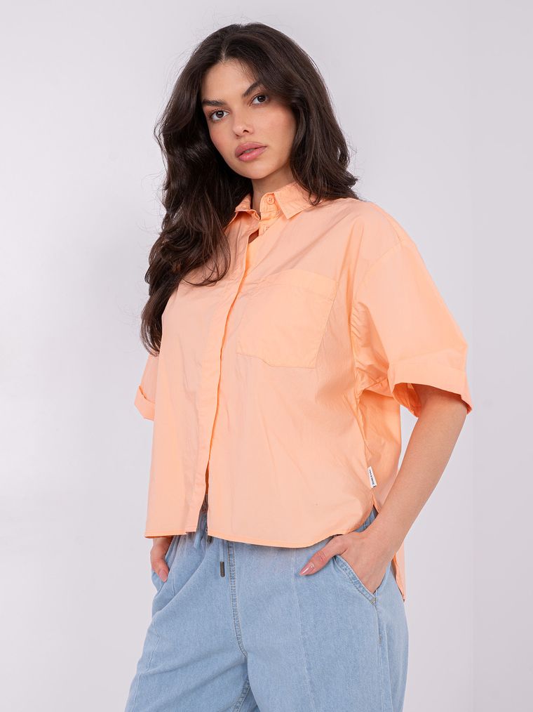 Koszula damska z krótkim rękawem, oversize, pomarańczowa, Sublevel