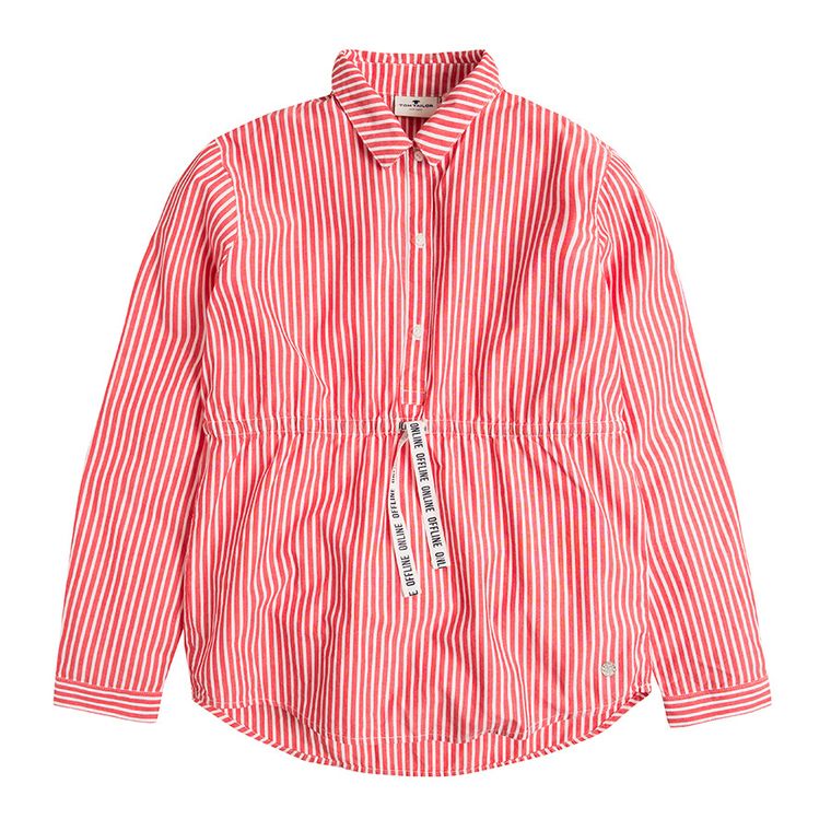 Koszula dziewczęca z długim rękawem, biało-czerwona, Tom Tailor