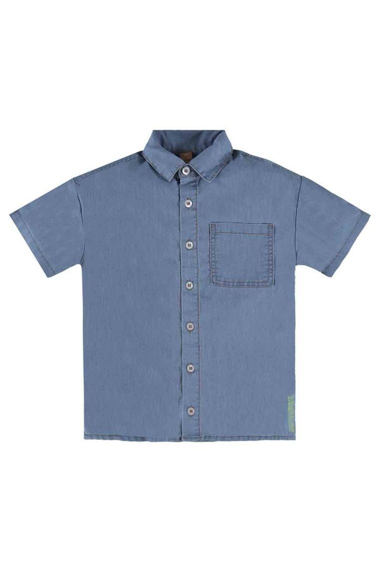 Koszula jeansowa chłopięca z krótkim rękawem, denim, Up Baby