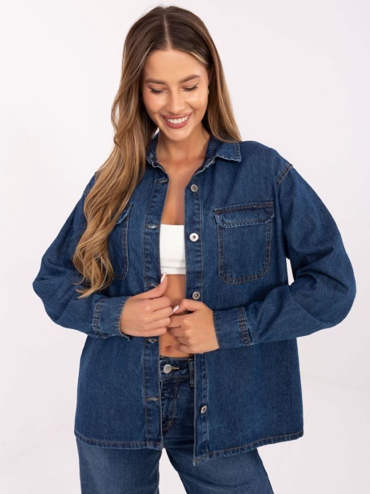 Koszula jeansowa damska z długim rękawem, czarna, Sublevel