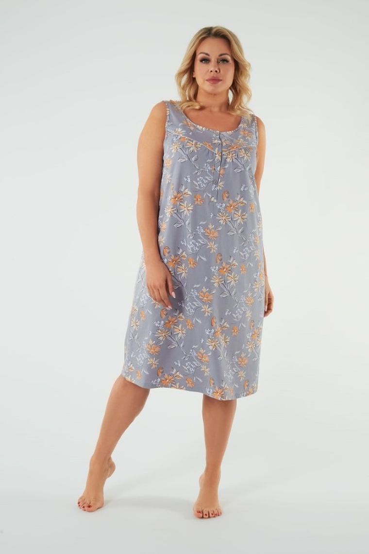 Koszula nocna damska bez rękawów, szara, Nidri, Italian Fashion