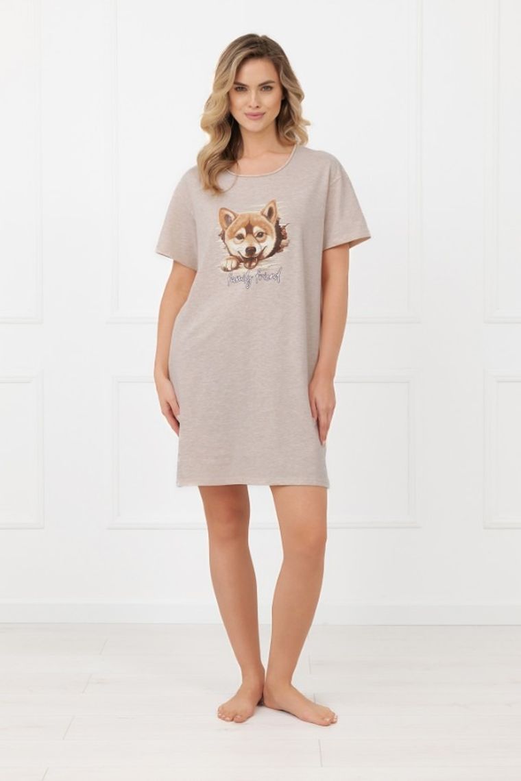 Koszula nocna damska, beżowa, Shiba, Italian Fashion