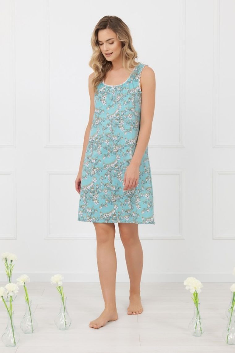 Koszula nocna damska na ramiączka, niebieska, Hikari, Italian Fashion
